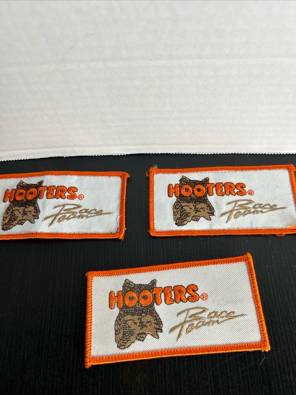 Hooters Racing Team Orange & White Logo Patch - Set of 3